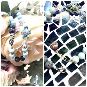 Hand Painted Rainbow 🌈 Turtle 🐢 Bracelet with Swavorski Crystals